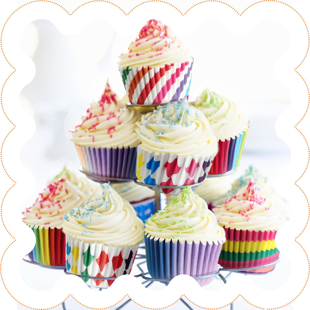 Chengu Rainbow Cupcake Liners for candy cups and mini cakes