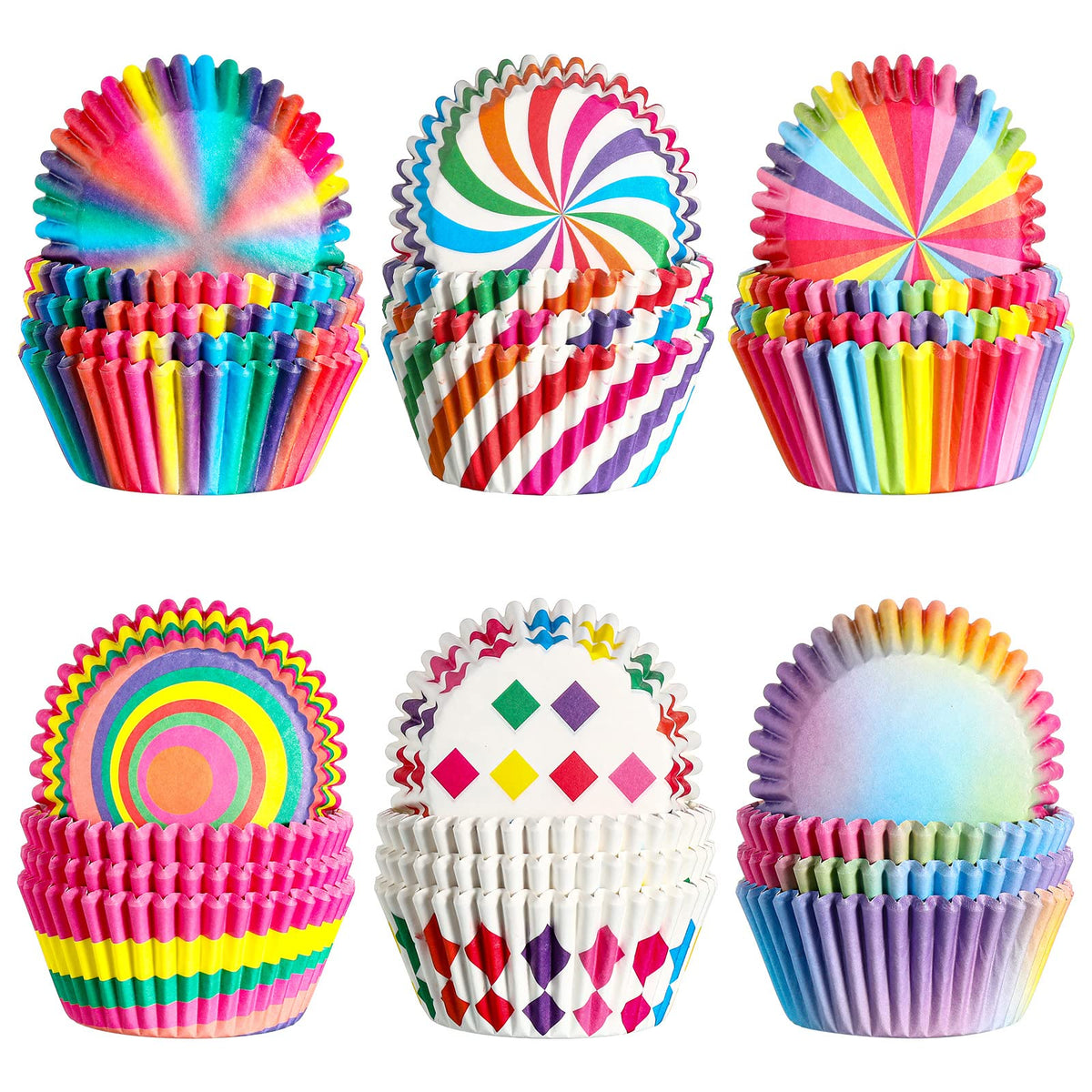 Chengu Rainbow Cupcake Liners pack for quick party dessert prep