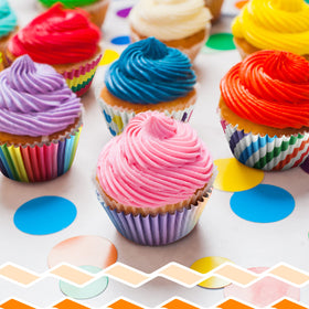 Chengu Rainbow Cupcake Liners for weddings and celebrations with bright presentation