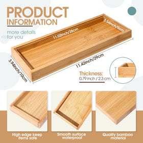 Chengu rectangular bamboo tray, raised edge helps prevent spills during service.
