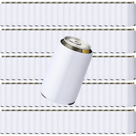 CHENGU white neoprene can sleeve on a 12oz can for insulation and grip
