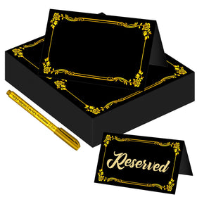 Chenkaiyang 100pc black place cards with gold foil border for elegant seating and crisp printing.