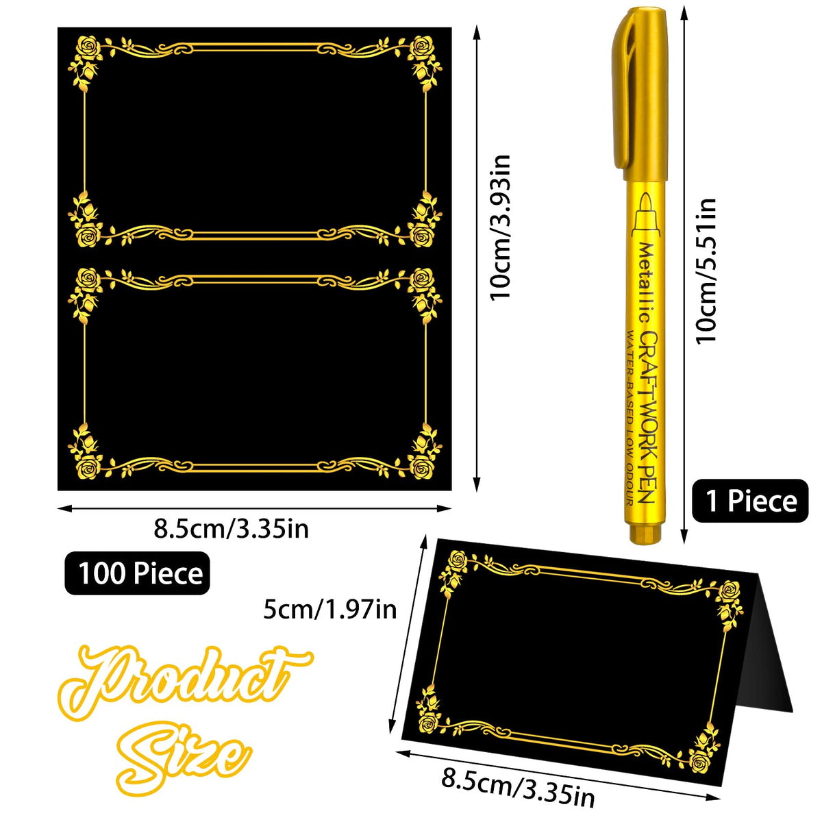 Chenkaiyang place cards with gold foil border add a luxurious wedding touch.