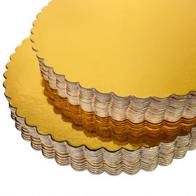 CHERRY sturdy MDF-core cake board with scalloped edge adds elegance.