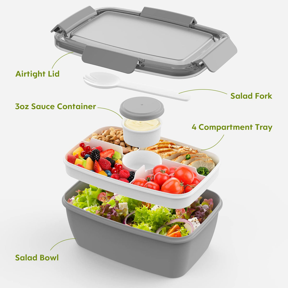 Cherrysea 2Pack interior with four compartments for organized meals