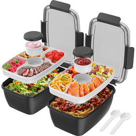 Cherrysea 2Pack salad lunch container with four compartments for organized meals.