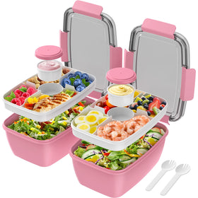 Cherrysea 2Pack pink salad lunch containers with 68oz capacity for on‑the‑go meals