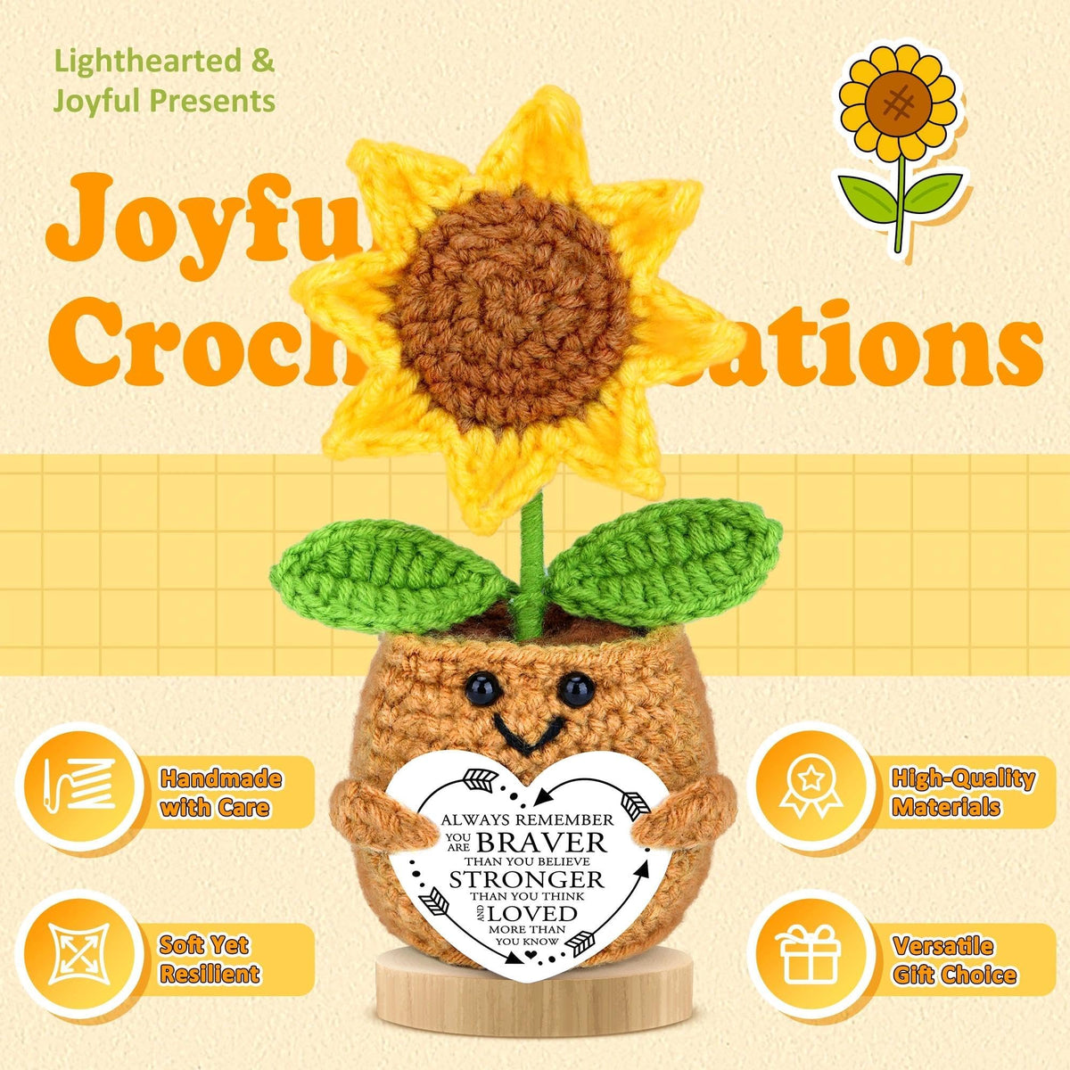 CHESACE knitted sunflower decorative piece for brightening spaces