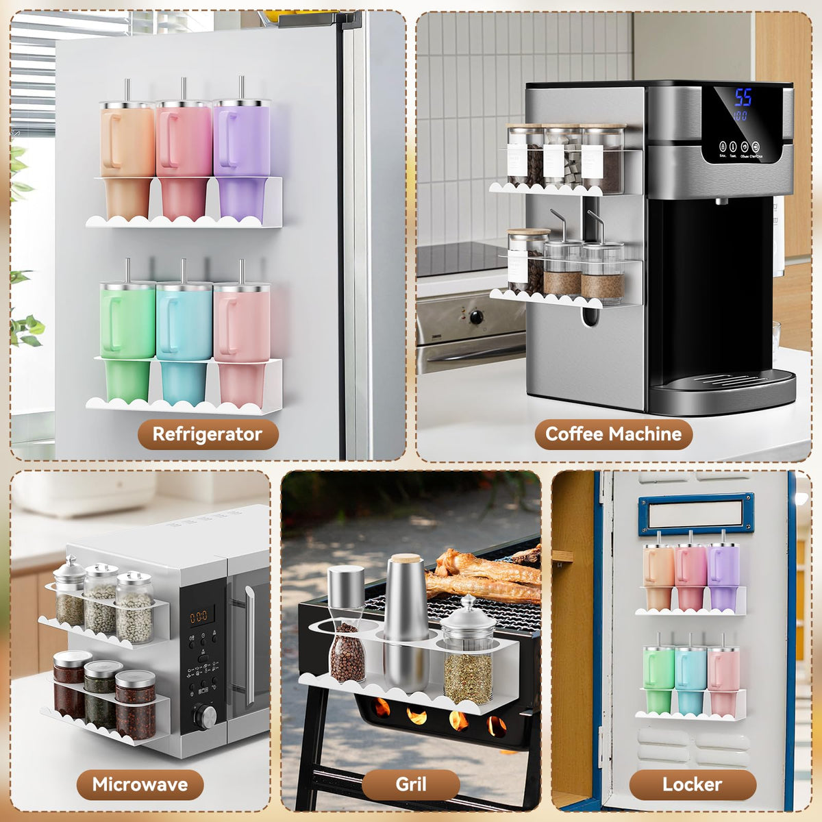 Chewlish kitchen and outdoor cup storage with magnet for versatile use.