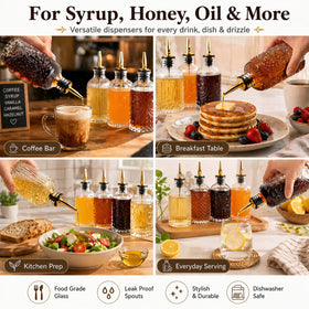 ChezMax syrup dispenser foldable funnel and brushes simplify cleaning.