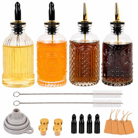 ChezMax syrup dispenser round carved glass bottles for precise pours.