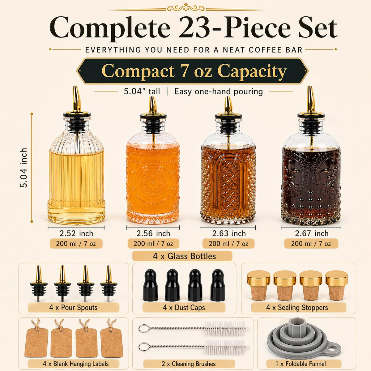 ChezMax syrup dispenser tapered spouts with metal pourers prevent drips.