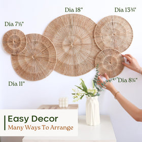Chi An Home 11-inch wall decor basket complements shelves with warm texture.