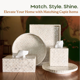 Chi An Home natural capiz variation adds handmade charm.