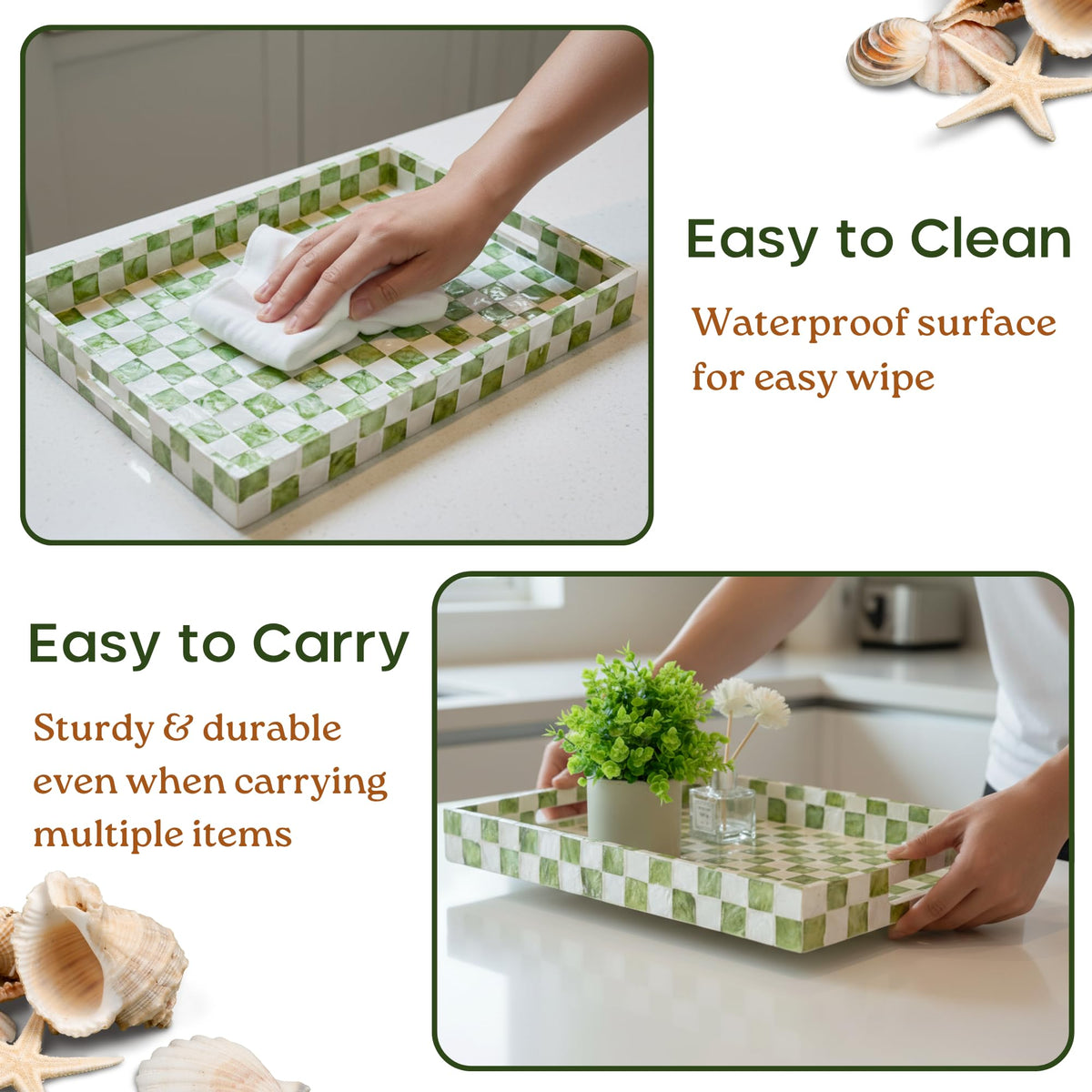 Chi An Home indoor-use tray may develop creamy patina over time