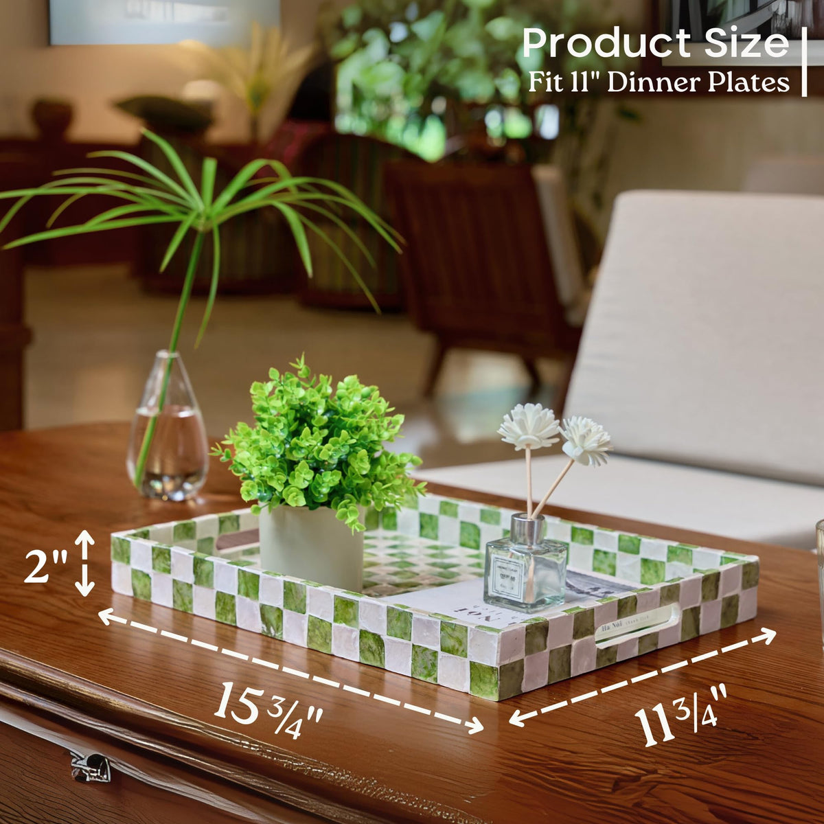 Chi An Home rectangular serving tray with handles for effortless entertaining