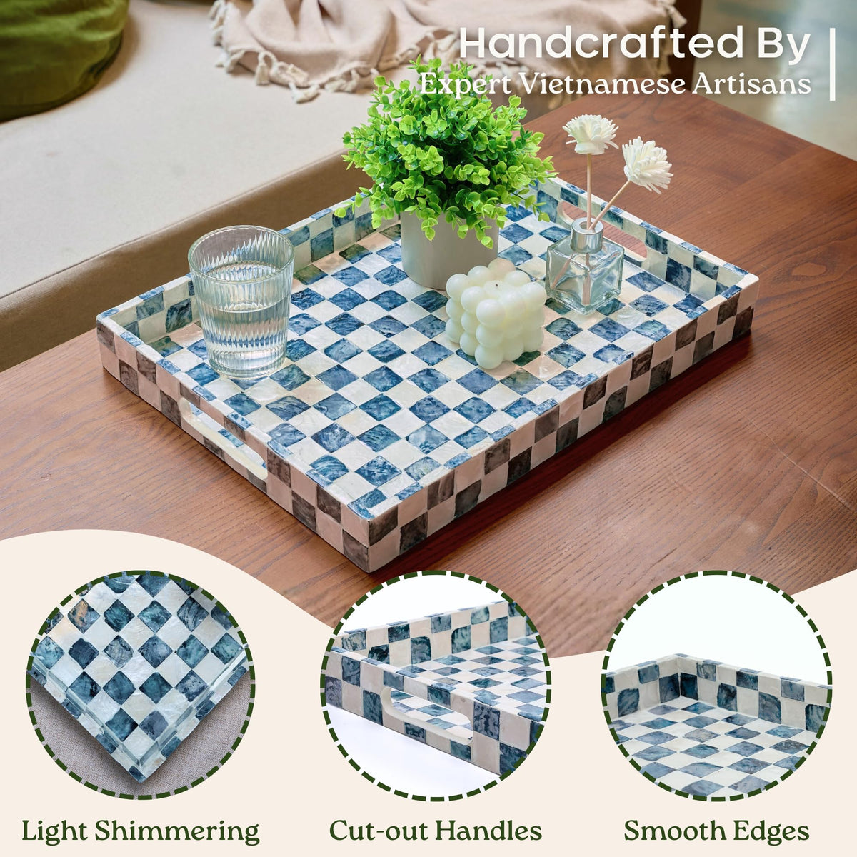Chi An Home serving tray ideal for ottomans and coffee tables.