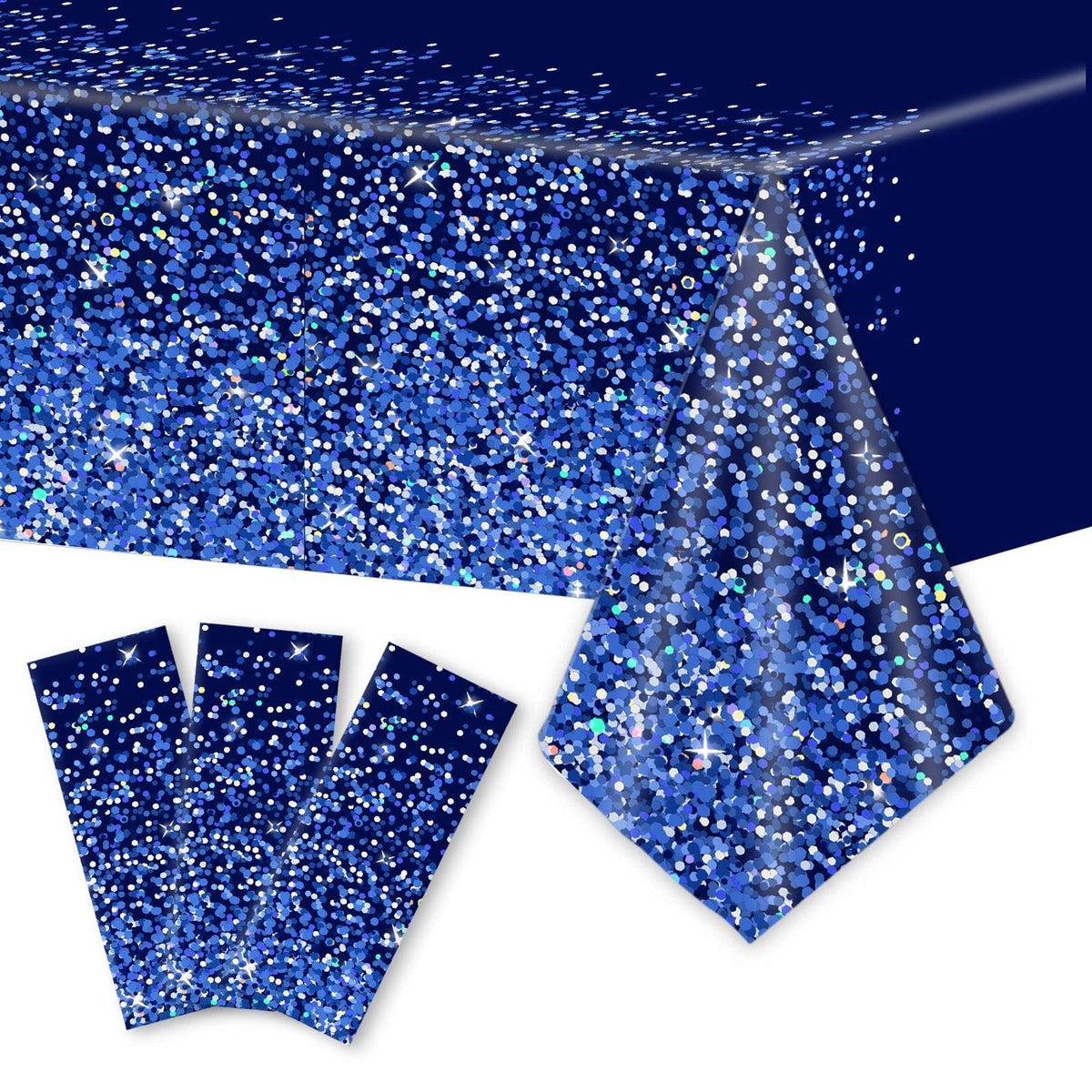 Chiazllta blue-silver tablecloth 105x54 inches provides waterproof protection for gatherings