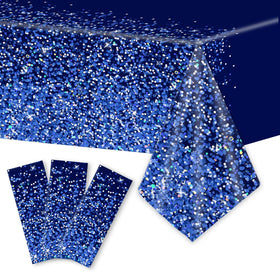 Chiazllta blue-silver tablecloth 105x54 inches provides waterproof protection for gatherings