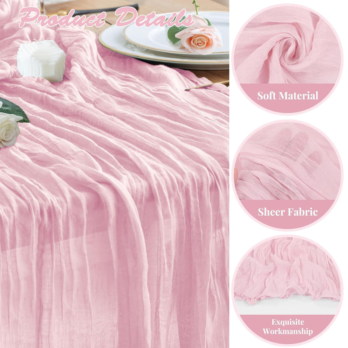 ChicToteDesigns boho gauze runner creates airy wedding decor with delicate drape.