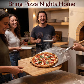 Chicago Brick Oven rounded corners protect hands during transfer