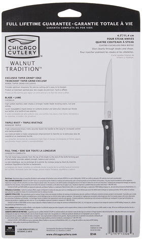 Chicago Cutlery B144 walnut handle detail enhances grip and comfort