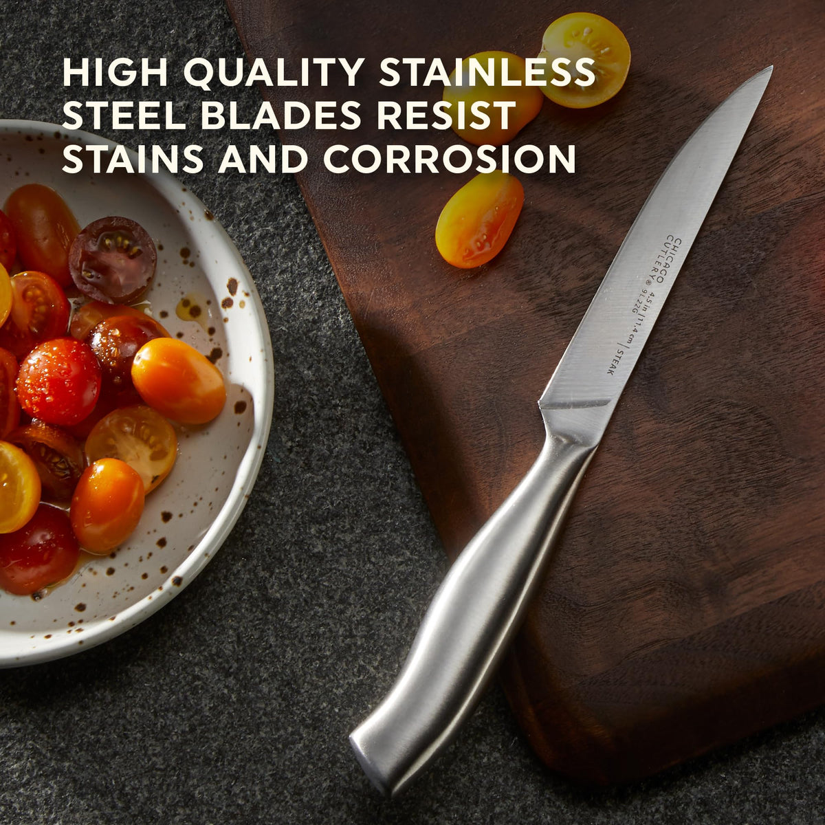 Chicago Cutlery Insignia 4.5-inch blade close-up for precise slicing.