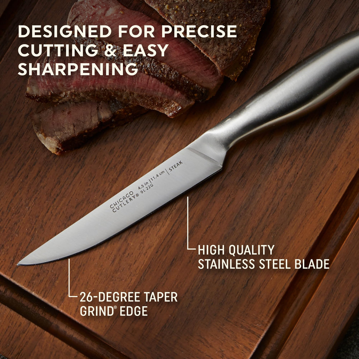 Chicago Cutlery Insignia contoured handles for comfortable balance.