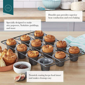 Chicago Metallic 26121 mini popover pan easy-release surface for quick cleanup