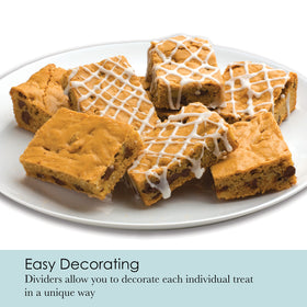 Each brownie can feature toppings with the divider in Chicago Metallic.