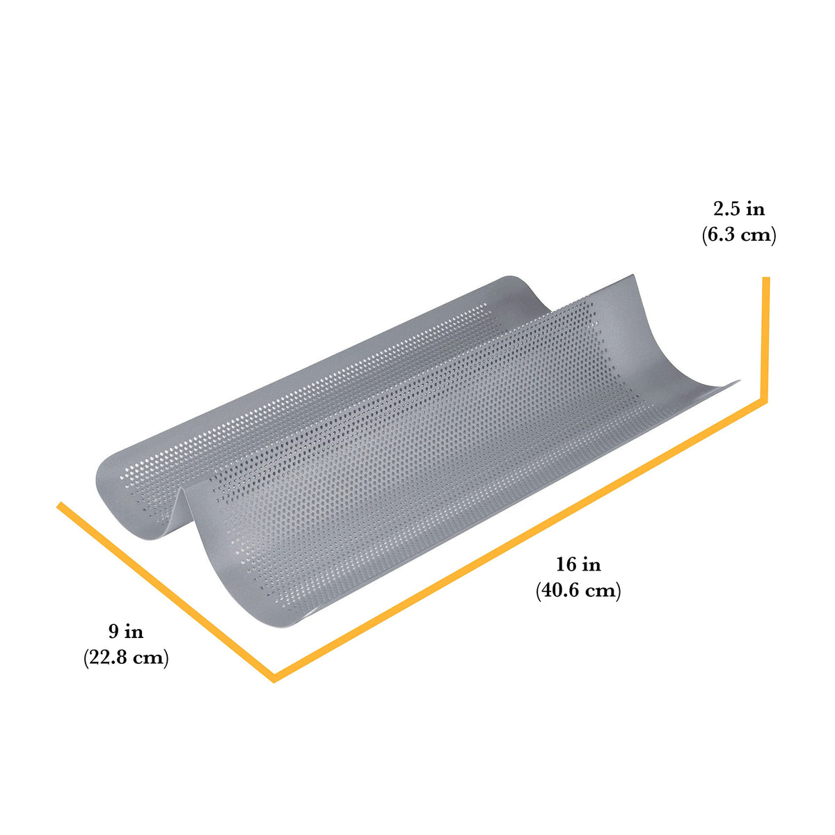 Chicago Metallic Commercial II non-stick perforated pan for effortless loaf release.