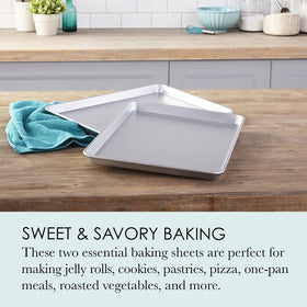 Chicago Metallic Commercial II jelly roll pan is dishwasher-safe for easy cleanup