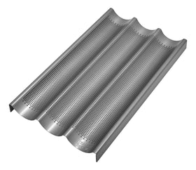 Chicago Metallic Commercial II perforated baguette pan delivers a crisp crust and even browning.