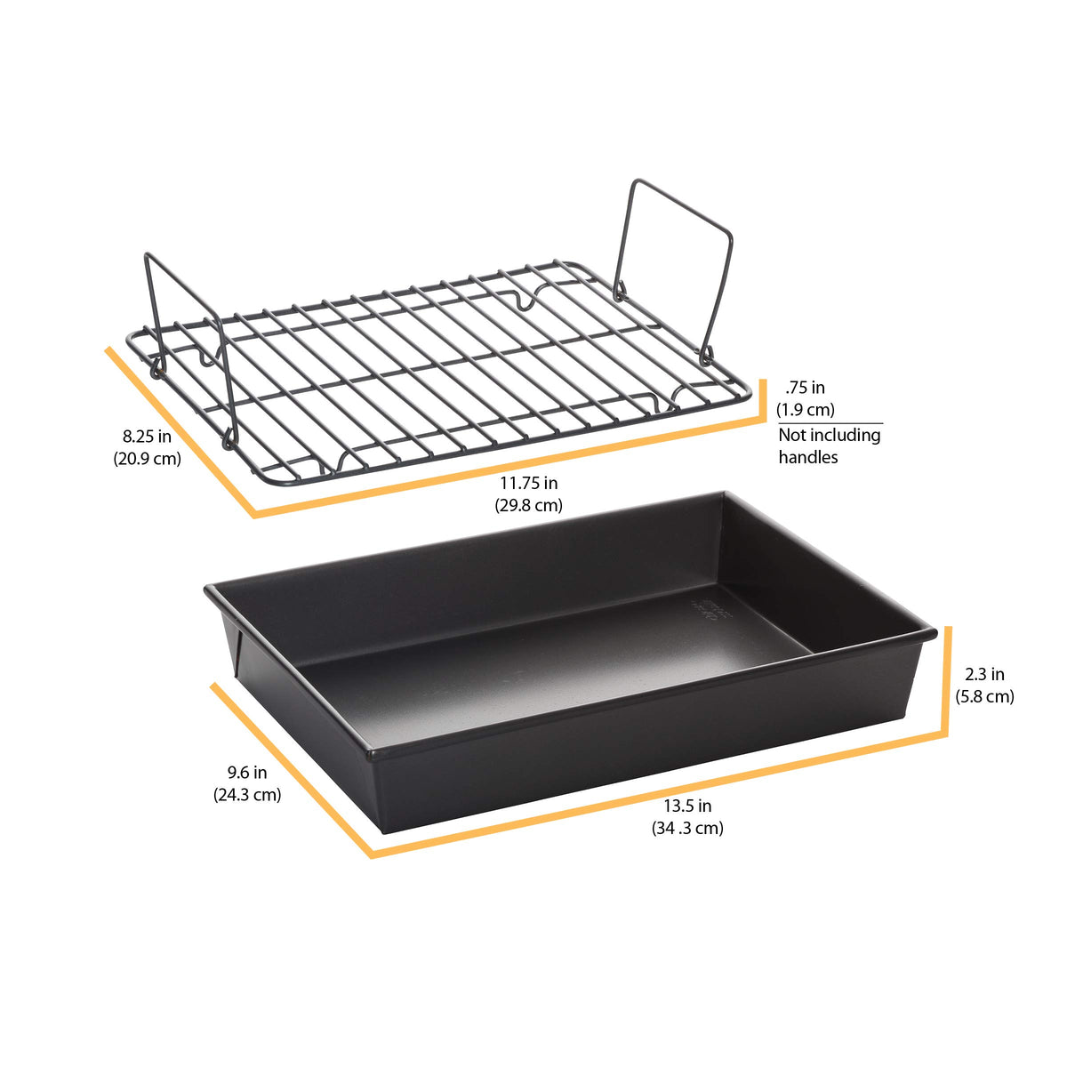Dishwasher-safe Chicago Metallic roast pan ready for convenient cleanup.