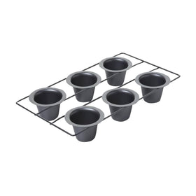 Chicago Metallic 6-cup popover pan showing even rise in each cup