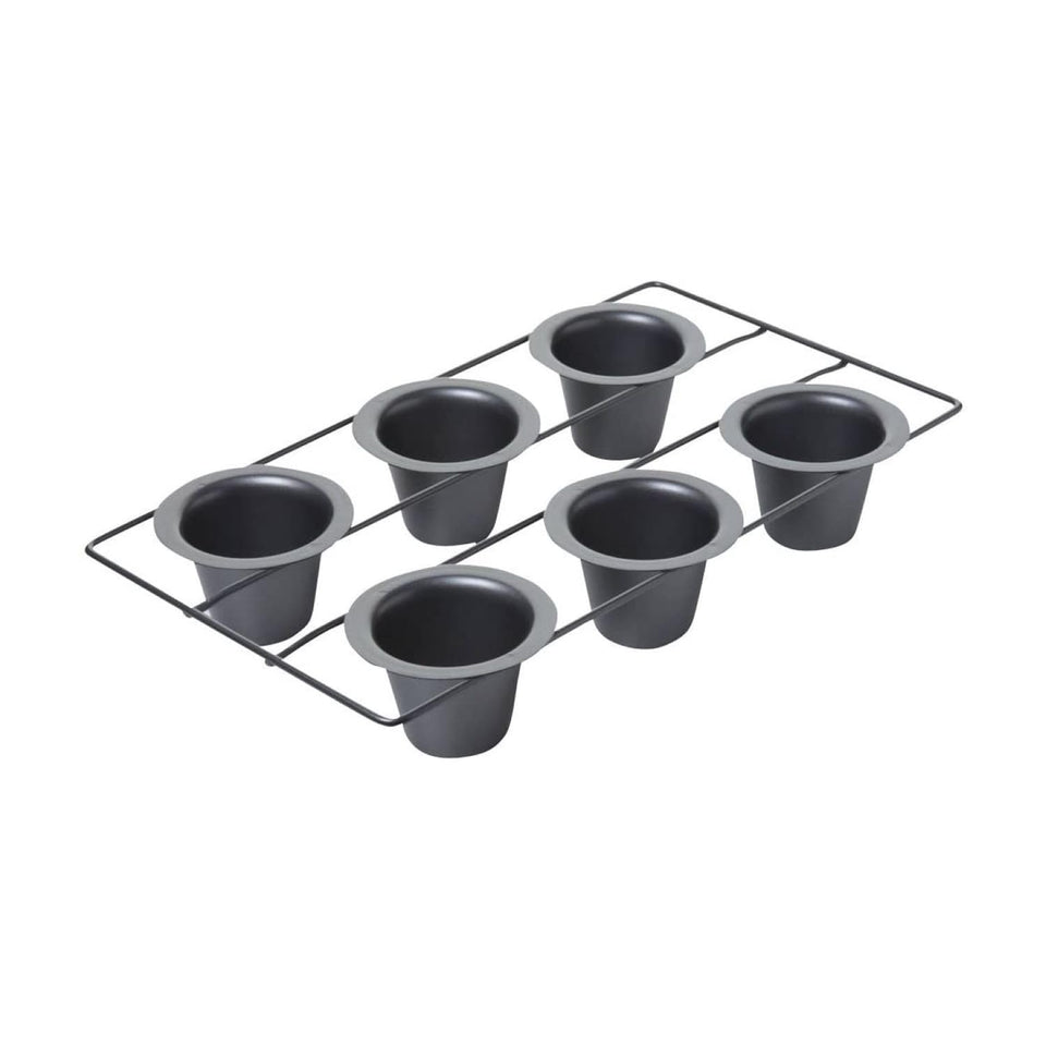 Chicago Metallic 6-cup popover pan showing even rise in each cup