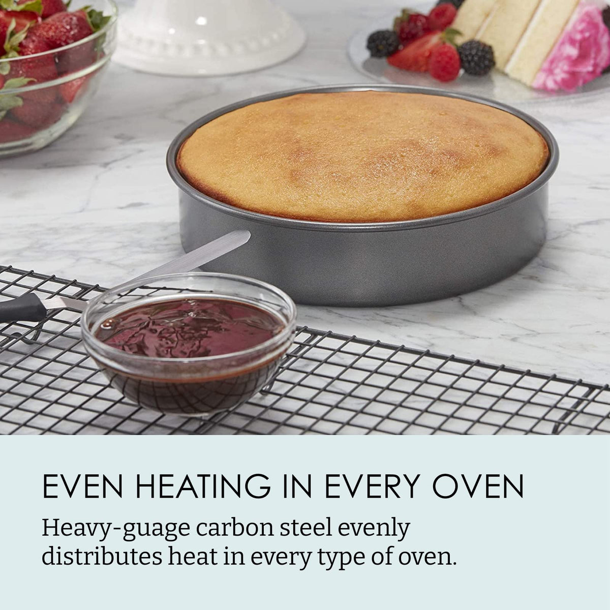 Chicago Metallic Professional 10-inch round cake pan for large tiers and wedding cakes.