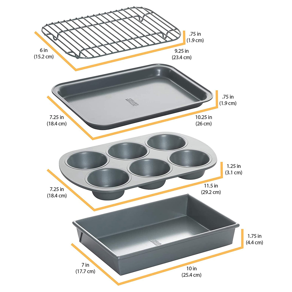 Chicago Metallic cooling rack from 4-piece set ideal for cooling cookies and muffins.