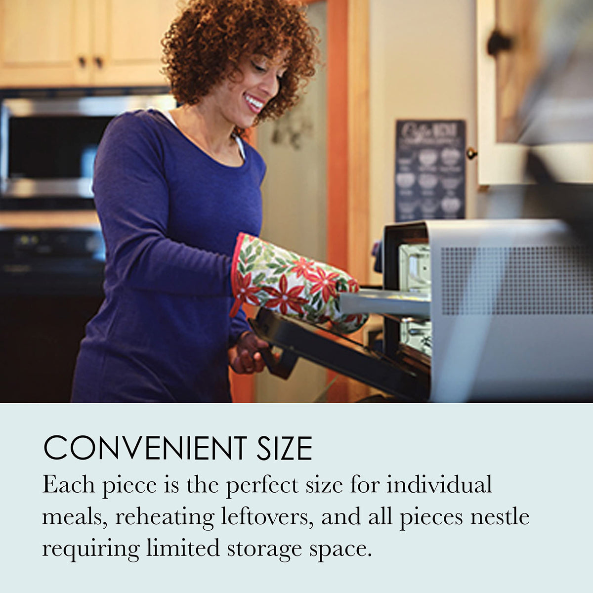 Chicago Metallic bakeware in a countertop oven setup supports versatile weeknight meals.