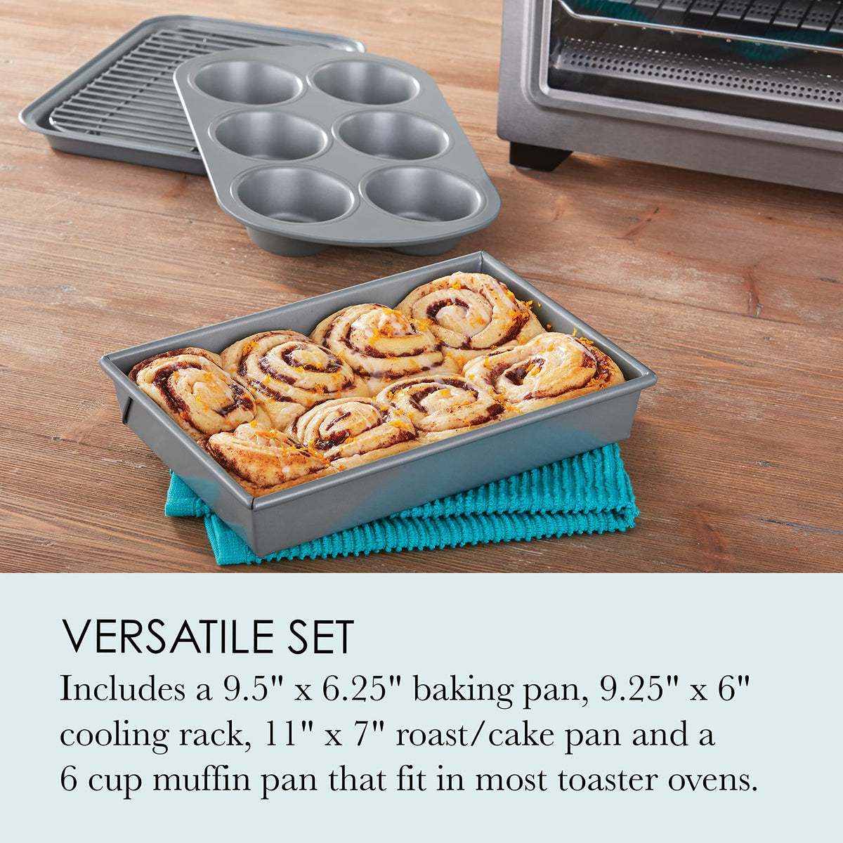 Chicago Metallic nested design saves space when stored in small kitchens or RVs.