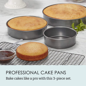 Chicago Metallic Professional 8-inch round cake pan ideal for mid-size layered cakes.