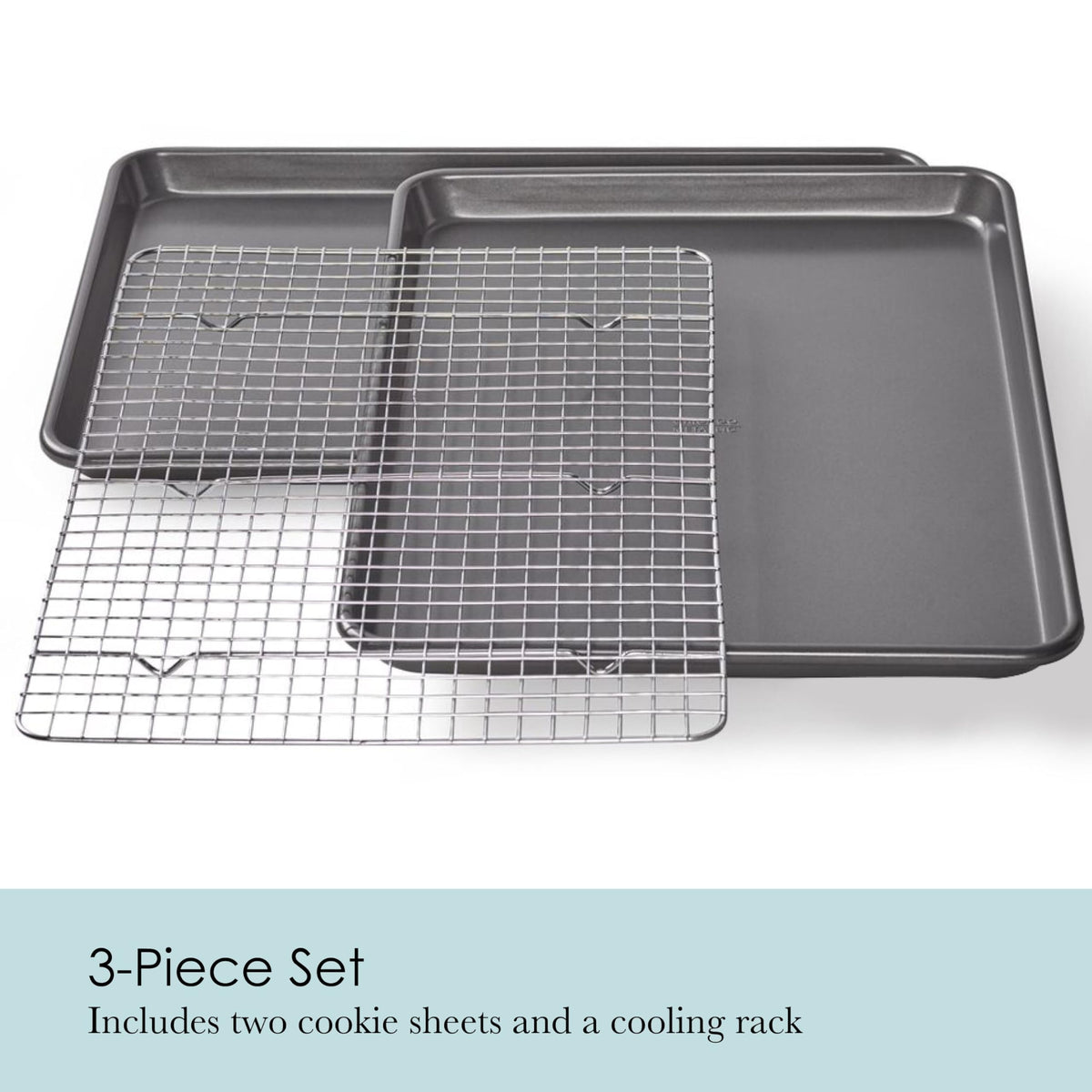 Chicago Metallic heavy-weight aluminized steel pans delivering even heat distribution.