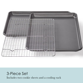 Chicago Metallic heavy-weight aluminized steel pans delivering even heat distribution.