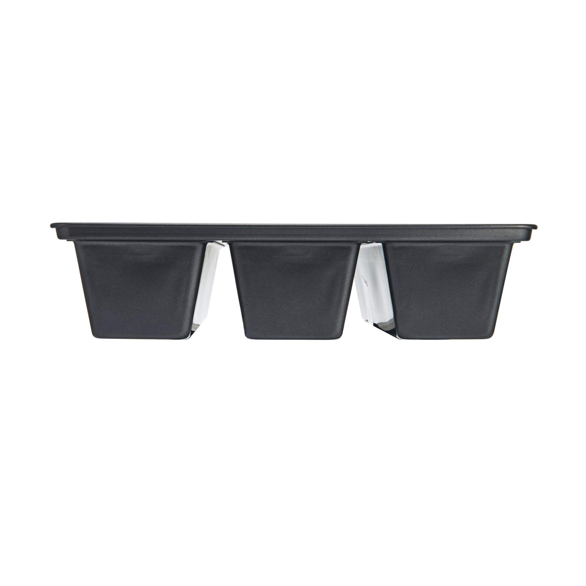 Chicago Metallic Lasagna Trio Pan in oven demonstrates heat distribution up to 450 degrees.