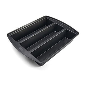 Chicago Metallic Lasagna Trio Pan top view shows three channels for multiple recipes.