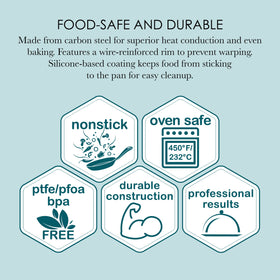 After roasting vegetables, Chicago Metallic Professional sheet shows easy cleanup.