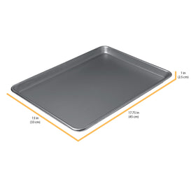 Close-up of non-stick coating on Chicago Metallic Professional baking sheet.