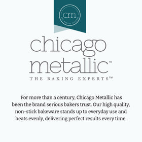 Close-up showing edge alignment and precise leveling on Chicago Metallic pans.