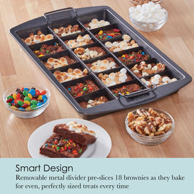 Removable divider enables pre-sliced brownies in the Chicago Metallic pan.