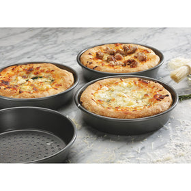 Chicago Metallic reinforced rolled rims add strength and easy handling.